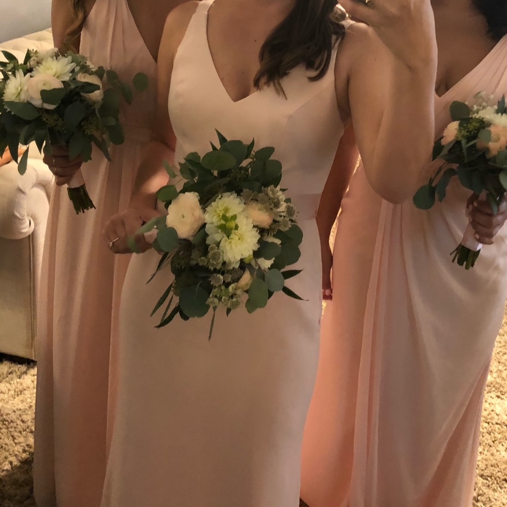 Vera Wang v-neck, Open back bridesmaid dress